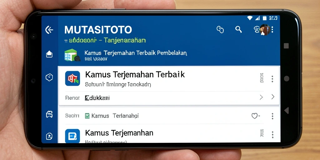 Antarmuka pengguna MUTASITOTO dengan fitur Kamus Terjemahan yang intuitif.