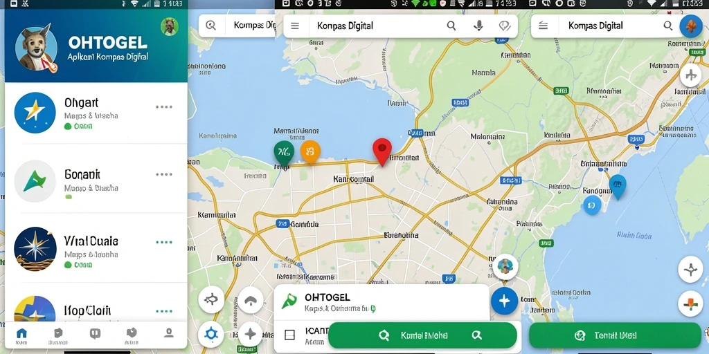Tampilan antarmuka utama OHTOGEL dengan fungsi kompas digital.