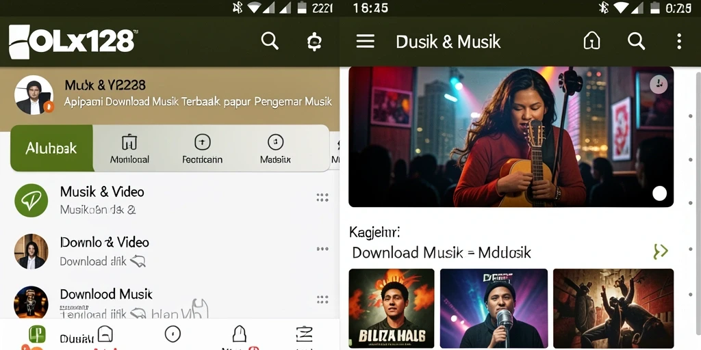 Tampilan antarmuka OLX128 yang menarik untuk Download Musik.